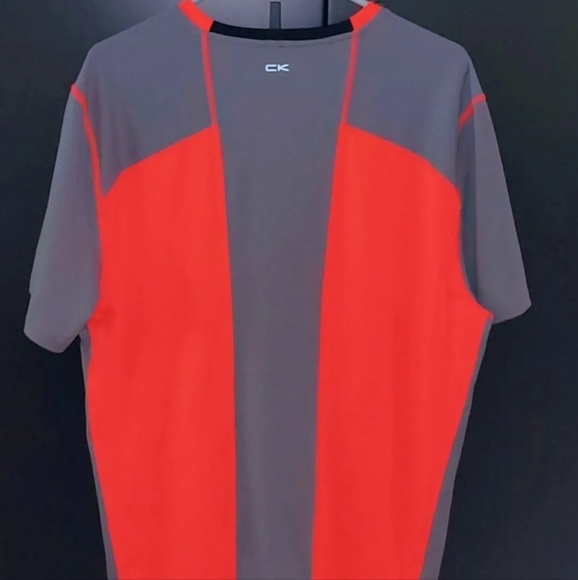 Men's CK Performance Shirt Size Large Orange-Red & Grey Short Sleeves - Picture 5 of 8